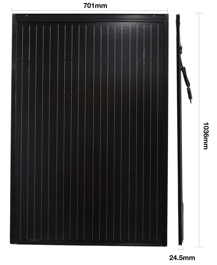 Solar panel with measurements.